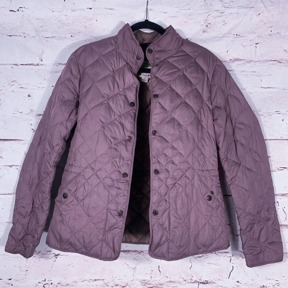 Eddie Bauer Quilted Jacket Medium Mauve Purple Fall Layering Classic Core Style